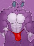  2016 2_fingers abs anthro anthrofied biceps big_biceps big_tail bulge claws clothed clothing colored danandnite digital_drawing_(artwork) digital_media_(artwork) fangs front_view glare horn huge_bulge huge_muscles light long_tail male manly multicolored_body muscular muscular_male nidoking nintendo obliques pecs pink_eyes pok&eacute;mon pok&eacute;morph portrait pose purple_background purple_body purple_theme quads red_bottomwear red_clothing serratus shaded signature simple_background skimpy snout solo thick_neck thong three-quarter_portrait toony topless video_games white_body white_claws 