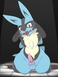  animal_genitalia animal_penis anthro balls bound breathable_gag canine canine_penis cock_ring drooling erection front_view fully_bound hands_behind_back kimubota knot looking_at_viewer lucario male mammal nintendo penis pok&eacute;mon precum saliva sheath solo spreader_bar sweat tears video_games 
