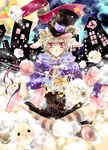  &gt;_&lt; androgynous animal_ears bell bow clock closed_eyes hat horns jewelry lee_sun_young mittens necklace original pink_eyes rainbow sheep sheep_ears silver_hair socks solo star striped striped_legwear wand wings x3 