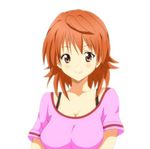  bad_id bad_pixiv_id breasts brown_eyes brown_hair casual cleavage face genderswap genderswap_(mtf) large_breasts short_hair solo to_love-ru yuusaki_riko zero_(19851107) 