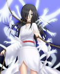  black_hair blue_eyes fatal_frame fatal_frame_1 ghost hair_over_one_eye himuro_kirie japanese_clothes kimono long_hair rope shimenawa solo spirit taira_shihito 