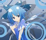  ajiameba alternate_costume blue_eyes blue_hair bow cirno hair_bow hand_on_own_chest solo touhou wings 