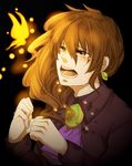  brown_hair bug butterfly crying crying_with_eyes_open earrings insect jewelry ponytail saya6382 solo tears umineko_no_naku_koro_ni ushiromiya_natsuhi 