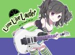  :q black_hair breasts cleavage electric_guitar guitar ibanez instrument medium_breasts original purple_eyes solo striped striped_legwear thighhighs tiv tongue tongue_out whammy_bar 