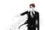  formal gigalmash male_focus necktie petals red_hair solo suit umineko_no_naku_koro_ni ushiromiya_battler 