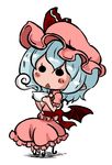  :&lt; blue_hair blush_stickers chair chibi cup hat pointy_ears remilia_scarlet ribbon sitting solo sonson_(eleven) touhou wings 