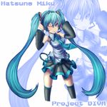  blue_eyes blue_hair detached_sleeves hatsune_miku headset long_hair necktie one_eye_closed ros skirt solo thighhighs twintails vocaloid zoom_layer 