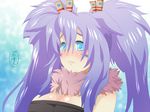  animal_ears bad_anatomy bad_id bad_pixiv_id blue_eyes blush breasts dog_ears facial_mark fang hira_taira large_breasts long_hair purple_hair solo tears 