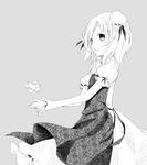  bad_id bad_pixiv_id bun_cover double_bun dress flower greyscale ibaraki_kasen monochrome open_mouth short_hair shrie solo tabard touhou traditional_media 