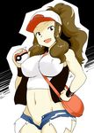  brown_hair erect_nipples loungena midriff pokemon pokemon_(game) pokemon_black_and_white pokemon_bw touko_(pokemon) unzipped white white_(pokemon) 