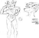  2017 artist_name big_horns caprine confident drawing eyebrows female hair happy harpseal horn krissta_h_ifo long_ears mohawk muscular muscular_female muscular_legs name pointy_ears sketch smile tall 