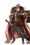  alpha_transparency armor brown_eyes brown_hair cape full_body fur-trimmed_cape fur_trim gran_(granblue_fantasy) granblue_fantasy helmet male_focus minaba_hideo official_art outstretched_arm red_cape shield solo sword transparent_background weapon weapon_master_(granblue_fantasy) 
