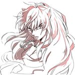  angry animal_ears inuyasha inuyasha_(character) jewelry long_hair male_focus monochrome motobi_(mtb_umk) necklace pearl_necklace slit_pupils solo white 