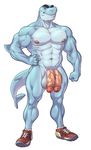  2017 abs anthro balls biceps big_muscles clothing diphallism eyebrows facing_viewer fish flaccid footwear male marine multi_penis muscular nipples penis shark solo toomanyboners trainers vein veiny_penis 