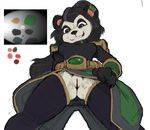  akunim anthro aya_blackpaw bear breasts clothing_aside colored female fur hearthstone looking_down low-angle_view mammal pandaren pussy simple_background solo video_games warcraft white_background worm&#039;s-eye_view 