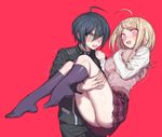  1boy 1girl ahoge akamatsu_kaede danganronpa feet new_danganronpa_v3 saihara_shuuichi 