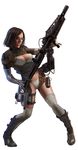  aliens bangs black_hair boots bra breasts cable cleavage clenched_teeth colonial_marine explosive forehead full_body glasses gloves grenade grey_legwear gun harness high_heel_boots high_heels highleg highleg_panties highres holding holding_gun holding_weapon holster knee_boots legs m56_smartgun medium_breasts motion_tracker nose original panties parted_bangs parted_lips qi_wu ribbed_legwear simple_background solo teeth thigh_holster thigh_strap thighhighs underwear weapon white_background white_bra white_panties 