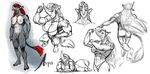  alien anthro avias_(artist) breasts female flexing hybrid looking_at_viewer mammal muscular nipples nude pussy rhinoceros sketch_page solo 