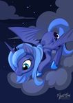  blue-hair blue_eyes cutie_mark equine eyelashes feathered_wings feathers female feral friendship_is_magic horn mammal my_little_pony mysticalpha night outside princess_luna_(mlp) winged_unicorn wings 