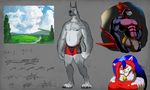  anthro avian avias_(artist) bird breasts bulge canine clothing female group looking_at_viewer male mammal multiple_images muscular nipple_bulge smile underwear 