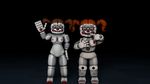  2017 3d_(artwork) animatronic baby_(fnafsl) breast_grab breasts digital_media_(artwork) duo feet female five_nights_at_freddy&#039;s hair hand_on_breast hi_res humanoid looking_at_viewer machine mammal nipples nude pinup pose pussy robot sister_location smile source_filmmaker standing toes video_games waving xboxking37 