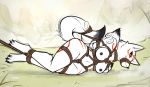  amaterasu bdsm bondage bound breasts canine capcom captured deity dragged gag game_(disambiguation) hi_res invalid_tag lying mammal muzzle_(object) muzzled rope rope_bondage rope_harness video_games wolf zinnick ōkami 