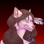  ambiguous_gender anthro canine eamart fangs fur hair headshot looking_at_viewer mammal solo teeth 