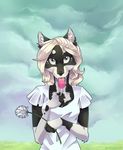 anthro candy canine clothed clothing cloud eamart female food lollipop looking_at_viewer mammal outside smile solo standing tongue tongue_out 