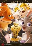  2017 anthro benjamin_clawhauser canine cheetah disney duo feline female fennec finnick fox fur gidora_(artist) judy_hopps lagomorph male mammal nick_wilde rabbit zootopia 