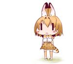 :o animal_ears aoki_ume_(style) arms_at_sides bangs bare_shoulders belt blonde_hair blush bow bowtie brown_belt chibi elbow_gloves eyebrows_visible_through_hair eyes_visible_through_hair full_body gloves hair_between_eyes hidamari_sketch high-waist_skirt kemono_friends looking_at_viewer multicolored_hair open_mouth parody runa44 serval_(kemono_friends) serval_ears serval_print serval_tail shiny shiny_hair shirt short_hair simple_background skirt sleeveless sleeveless_shirt solo standing tail thighhighs white_background white_shirt wide_face zettai_ryouiki |_| 