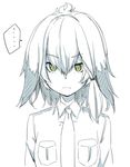  absurdres bangs bird_wings commentary_request eyebrows_visible_through_hair green_eyes head_wings highres kemono_friends looking_at_viewer low_ponytail necktie shirt shoebill_(kemono_friends) short_sleeves side_ponytail unasaka_ryou wings 