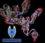  anthro evecassandra feathered_wings feathers female hair living_machine machine solo transformers weapon wings 