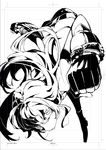  commentary_request ember_celica_(rwby) greyscale long_hair monochrome neichiru punching rwby solo yang_xiao_long 