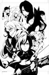  6+girls animal_ears blake_belladonna cat_ears cinder_fall crescent_rose ember_celica_(rwby) gambol_shroud greyscale monochrome multiple_girls myrtenaster neichiru neo_(rwby) roman_torchwick ruby_rose rwby smile weapon weiss_schnee yang_xiao_long 