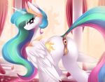  2018 absurd_res animal_genitalia animal_pussy anus butt cutie_mark digital_media_(artwork) dock equine equine_pussy eyelashes female feral friendship_is_magic hi_res horn looking_at_viewer mammal my_little_pony nevobaster princess_celestia_(mlp) pussy solo winged_unicorn wings 