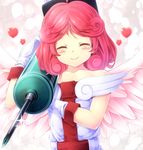  angel_wings bad_id bad_pixiv_id bare_shoulders blush closed_eyes duel_monster gloves heart injection_fairy_lily komimiyako large_syringe nurse oversized_object pink_hair red_hair smile solo syringe wings yuu-gi-ou 
