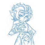  2017 blue_and_white fan_character female league_of_legends monochrome plagueofgripes simple_background solo video_games white_background yordle 