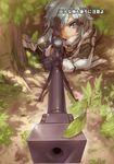  abec anti-materiel_rifle blue_eyes blue_hair breasts cleavage gun hair_ornament hairclip highres leaf lying novel_illustration official_art on_stomach outdoors pgm_hecate_ii rifle scarf short_hair sinon small_breasts sniper_rifle solo sword_art_online tree weapon white_scarf 