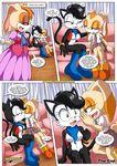  anthro bbmbbf breasts cat clothing comic cream_the_rabbit cub feline female female/female hershey_the_cat kissing lagomorph mammal mobius_unleashed open_mouth palcomix smile sonic_(series) text vanilla_the_rabbit young 