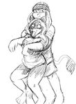  anthro black_and_white breasts canine clothing cute dog donk donkey equine female hair hat hladilnik holding_character male mammal monochrome shirt smile tongue tongue_out 