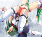  2girls ass blush boots breasts clenched_teeth digdug006 eyes_closed fighting green_hair hair_ornament leotard minagawa_harumi multiple_girls pain ryona short_hair sonic_cat spread_legs suplex thigh_boots thighhighs thighs underwear wrestle_angels wrestle_angels_survivor wrestle_angels_survivor_2 wrestling wrestling_outfit 