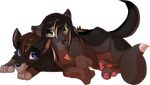  alpha_channel ambiguous_gender black_nose blue_eyes canine duo feral green_eyes kitchiki lying mammal pawpads paws simple_background smile transparent_background 