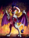  2017 anthro dragon female friendship_is_magic horn looking_at_viewer my_little_pony princess_ember_(mlp) scalie solo standing tsitra360 wings 