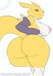  2017 anthro areola badgengar big_breasts big_butt breasts butt digimon erect_nipples female huge_breasts nipples renamon solo thecon 