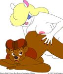  2017 animaniacs areola bear big_breasts breasts butt david_frangioso disney female female/female mammal mature_female minerva_mink mink mustelid nude rebecca_cunningham simple_background talespin white_background 