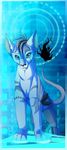  ambiguous_gender black_nose blue_eyes feline feral fur hair kitchiki lion mammal paws solo standing 