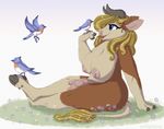  anthro avian bird blonde_hair bovine breasts cattle female hair mammal prettypinkpony teats udders 