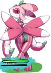  antennae ass back blush bug character_name commentary crossed_legs from_behind full_body gen_7_pokemon half-closed_eyes hanekumo123 health_bar insect insect_girl looking_at_viewer lurantis no_humans orchid_mantis pink_eyes pink_legwear pink_sclera pinstripe_legwear pinstripe_pattern pokemon pokemon_(creature) praying_mantis simple_background sketch solo standing striped venus_symbol watson_cross white_background 