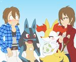  2017 3_fingers 5_fingers angry black_fur blue_background blue_fur blush braixen brown_hair canine crossed_arms egg female fox fur grey_eyes hair happy human jackal lucario male mammal nintendo open_mouth pok&eacute;mon red_eyes simple_background surprise sweat tan_fur video_games white_fur winick-lim yellow_fur 