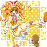  animal_ears bear_ears bloomers blue_eyes boo_(takagi) bow brown_hair character_name cure_mofurun gloves hair_bow hand_on_own_cheek hat hat_bow highres kneehighs long_hair looking_at_viewer magical_girl mahou_girls_precure! mini_hat mini_witch_hat mofurun_(mahou_girls_precure!) multicolored multicolored_eyes orange_footwear orange_shirt personification pink_bow precure puffy_sleeves red_bow see-through shirt shoes single_kneehigh sleeveless sleeveless_shirt smile solo star star_in_eye striped striped_legwear symbol_in_eye underwear witch_hat yellow yellow_background yellow_bloomers yellow_bow yellow_eyes yellow_gloves yellow_hat 
